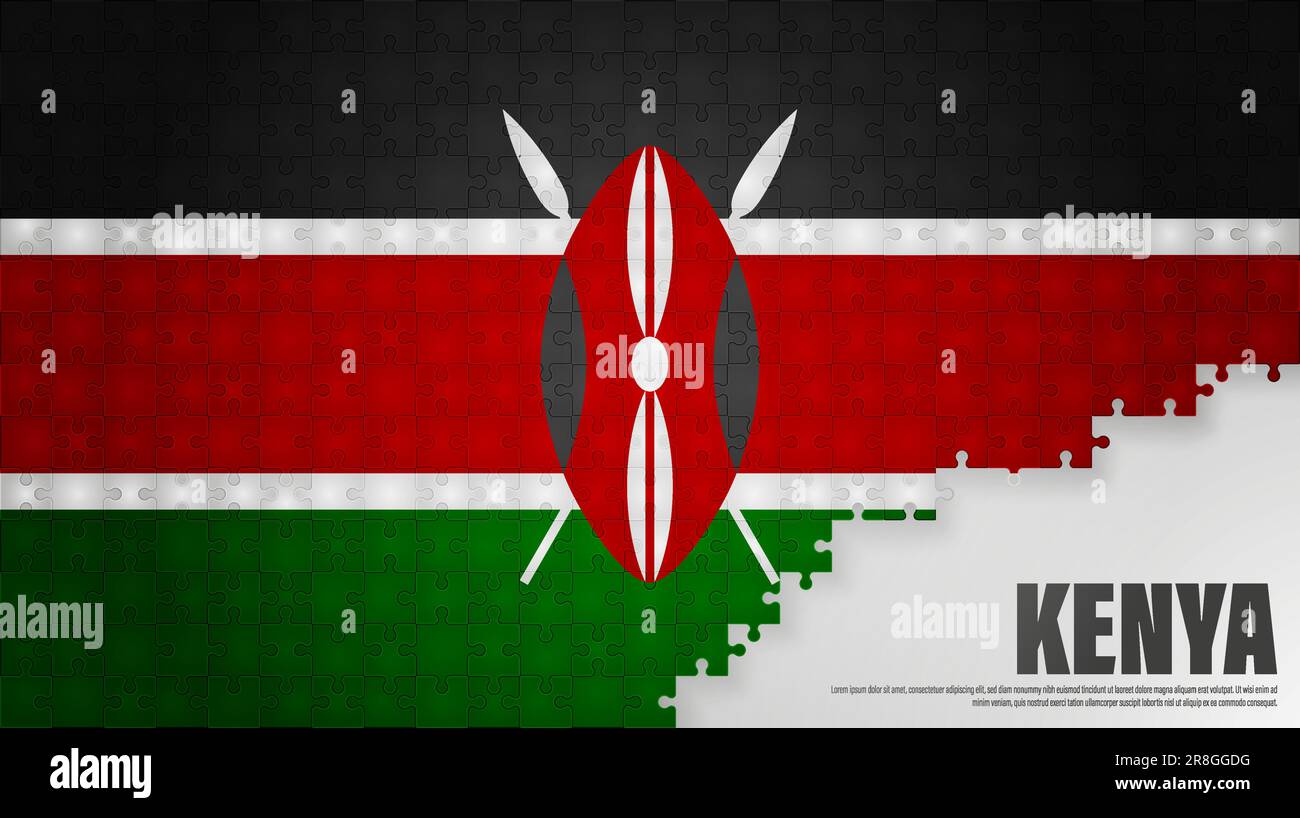Kenya sfondo bandiera jigsaw. Elemento di impatto per l'uso che si desidera fare di esso. Illustrazione Vettoriale