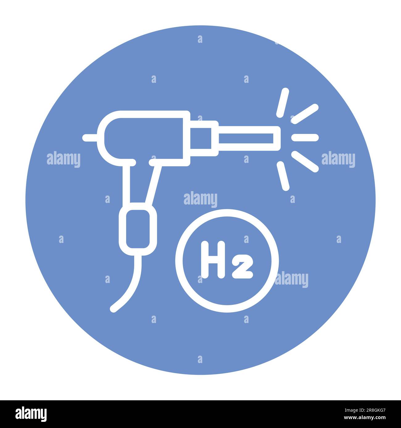 Icona della linea di colore H2 per la saldatura. Energia di idrogeno. Elemento vettoriale isolato. Pittogramma a contorno per pagina web, app mobile, promo Illustrazione Vettoriale