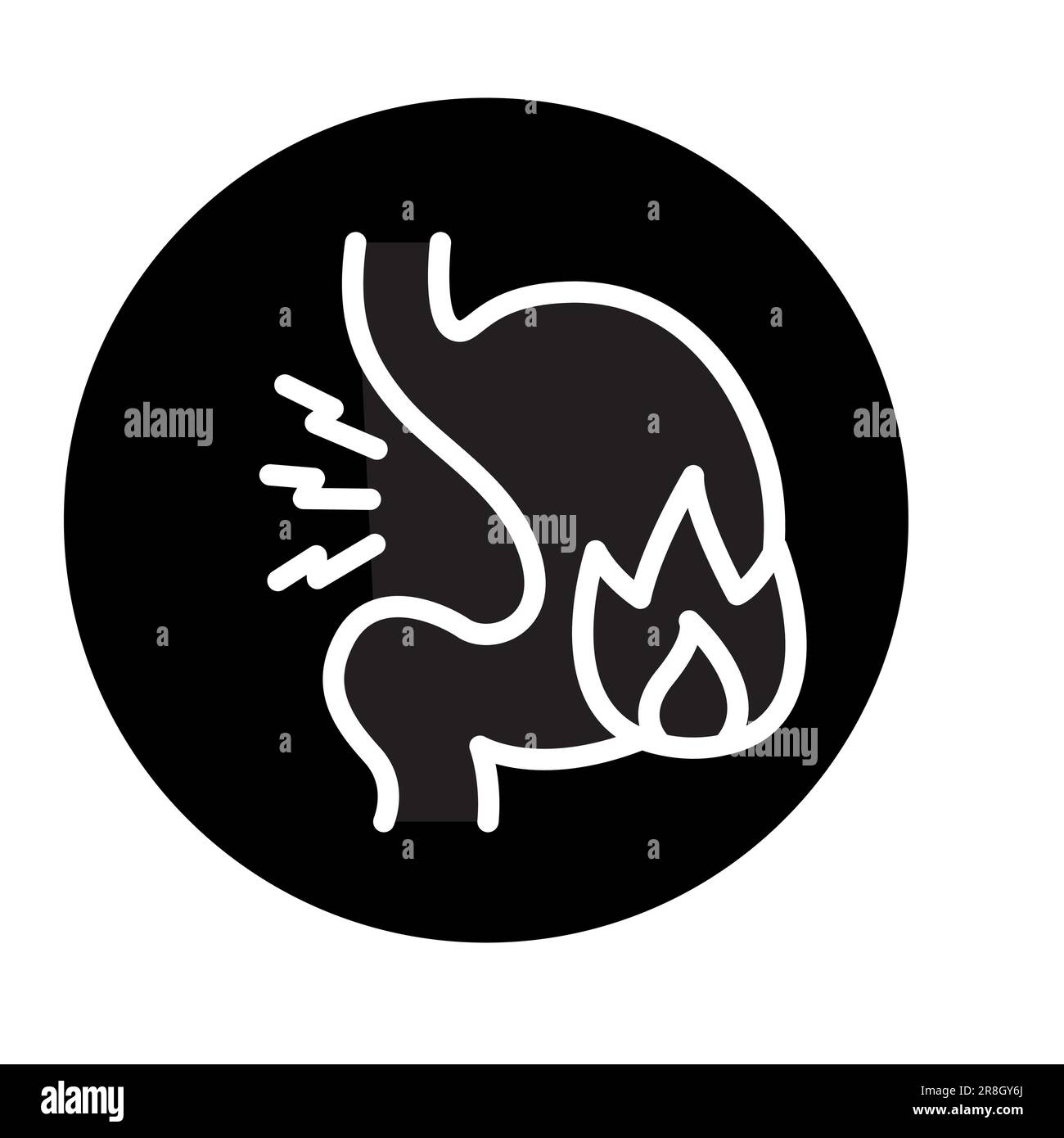 Icona della linea di colore di bruciore di stomaco. Elemento vettoriale isolato. Pittogramma per pagina web, app mobile, promo Illustrazione Vettoriale