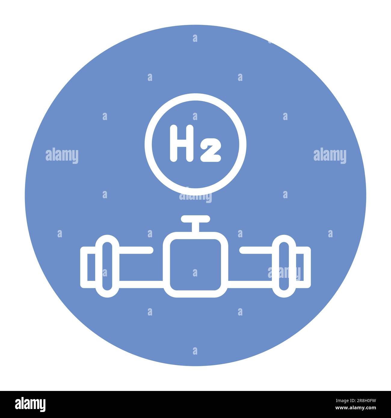 Icona della linea di colore H2 per l'esportazione e l'importazione. Energia di idrogeno. Elemento vettoriale isolato. Pittogramma a contorno per pagina web, app mobile, promo Illustrazione Vettoriale