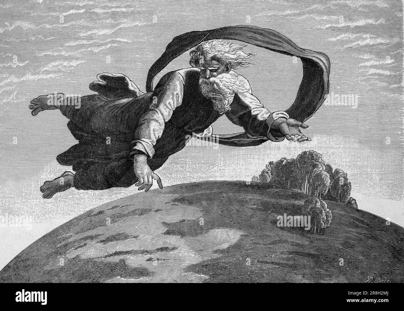 Secondo giorno della creazione, primi giorni della creazione, creazione di fimament, primo Libro Mose 1-19, Antico Testamento, Bibbia, illustrazione storica 1890 Foto Stock