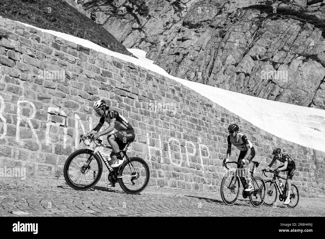 Svizzera. Tour de Suisse. Passo del San Gottardo (Tremola). Michael Matthews Foto Stock