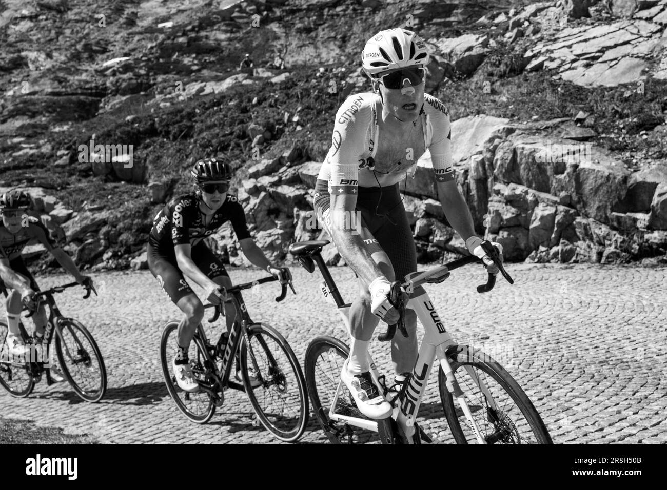 Svizzera. Tour de Suisse. Passo del San Gottardo (Tremola). Michael Schar Foto Stock