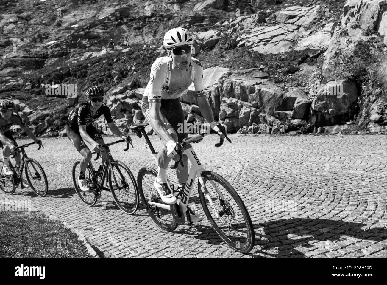 Svizzera. Tour de Suisse. Passo del San Gottardo (Tremola). Michael Schar Foto Stock