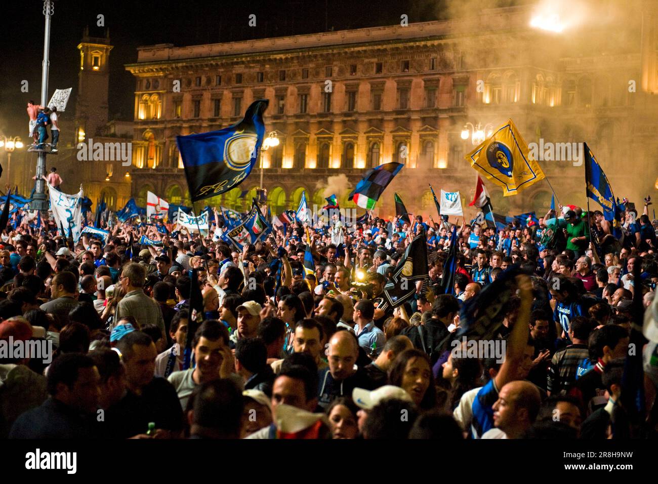 Finale di calcio Mach Champions League Inter-bayern Munchen. Piazza del Duomo. Milano. Italia Foto Stock