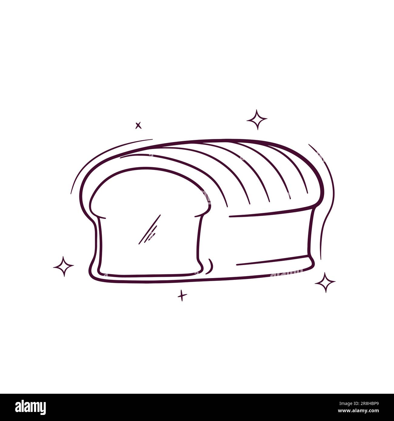 Pane bianco disegnato a mano. Illustrazione dello schizzo vettoriale di Doodle Illustrazione Vettoriale