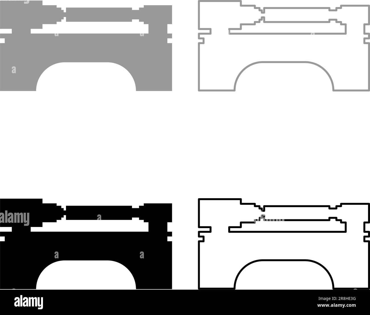 Macchina da tornio, meccanismo industriale, produzione di apparecchiature per la lavorazione professionale dei metalli, icona, illustrazione vettoriale di colore grigio/nero Illustrazione Vettoriale