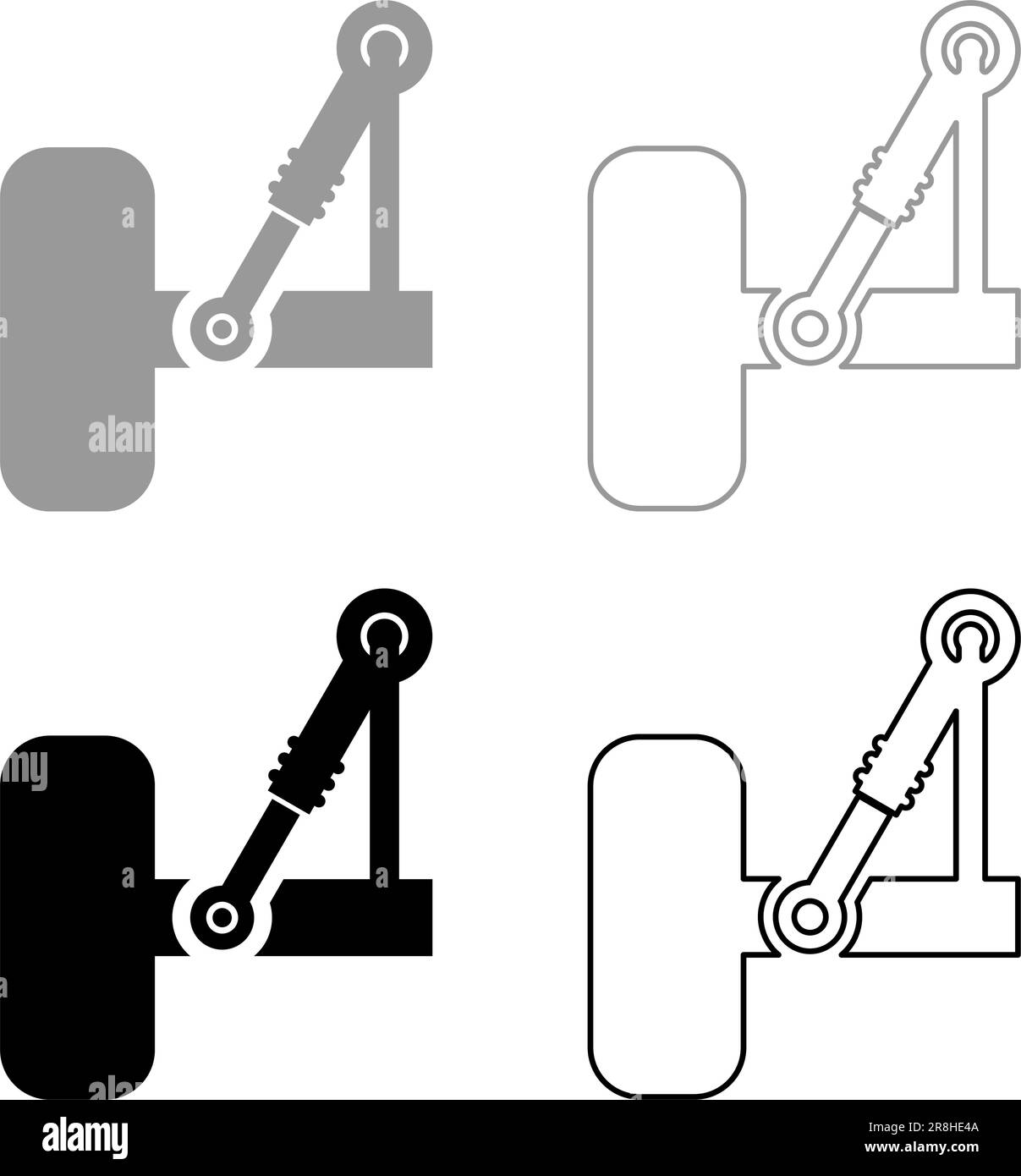 Sospensione in auto set icona grigio nero colore vettore illustrazione immagine semplice riempimento pieno contorno linea sottile piatto Illustrazione Vettoriale