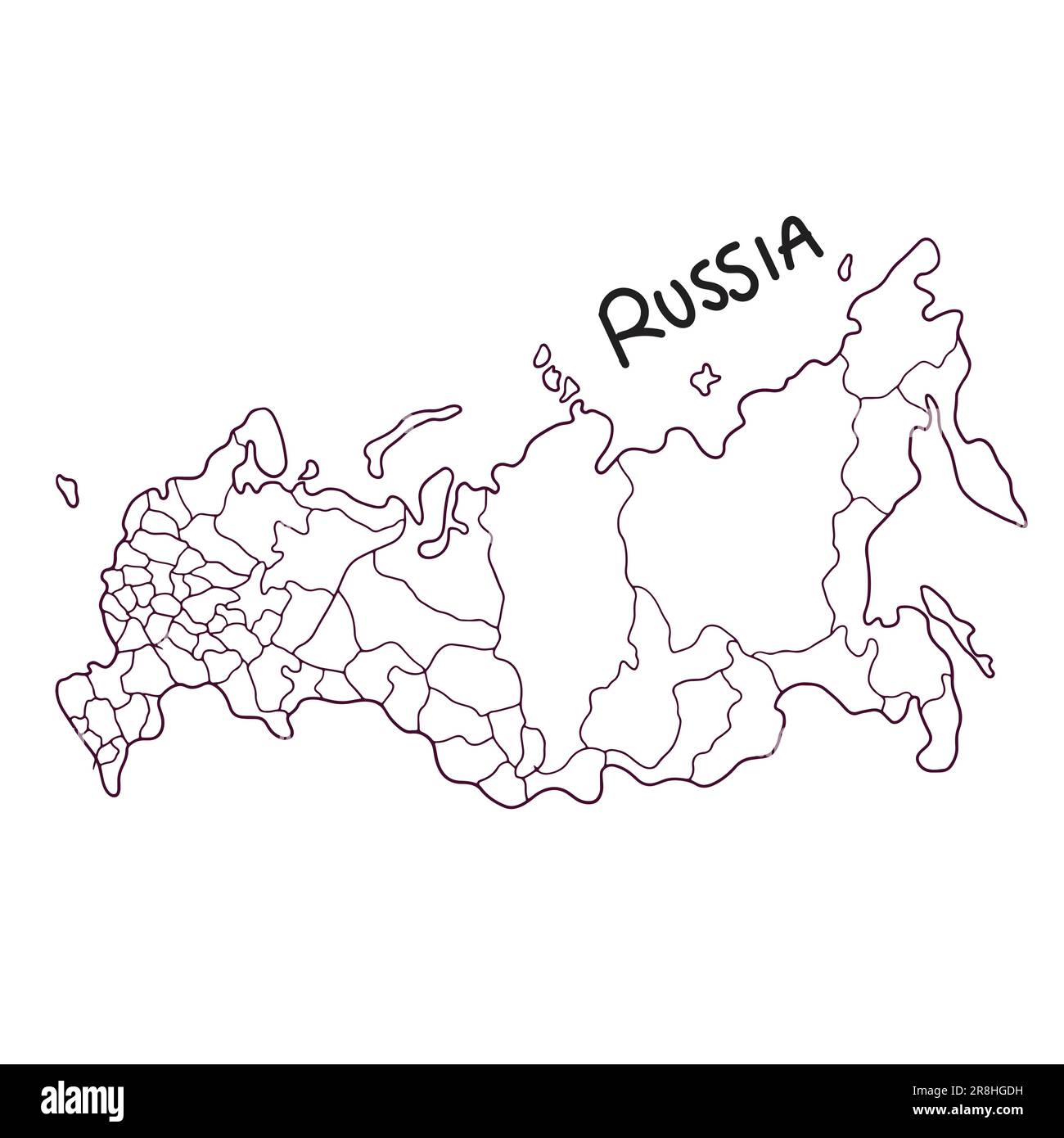 Mappa a mano disegnata a doodle della Russia Illustrazione Vettoriale