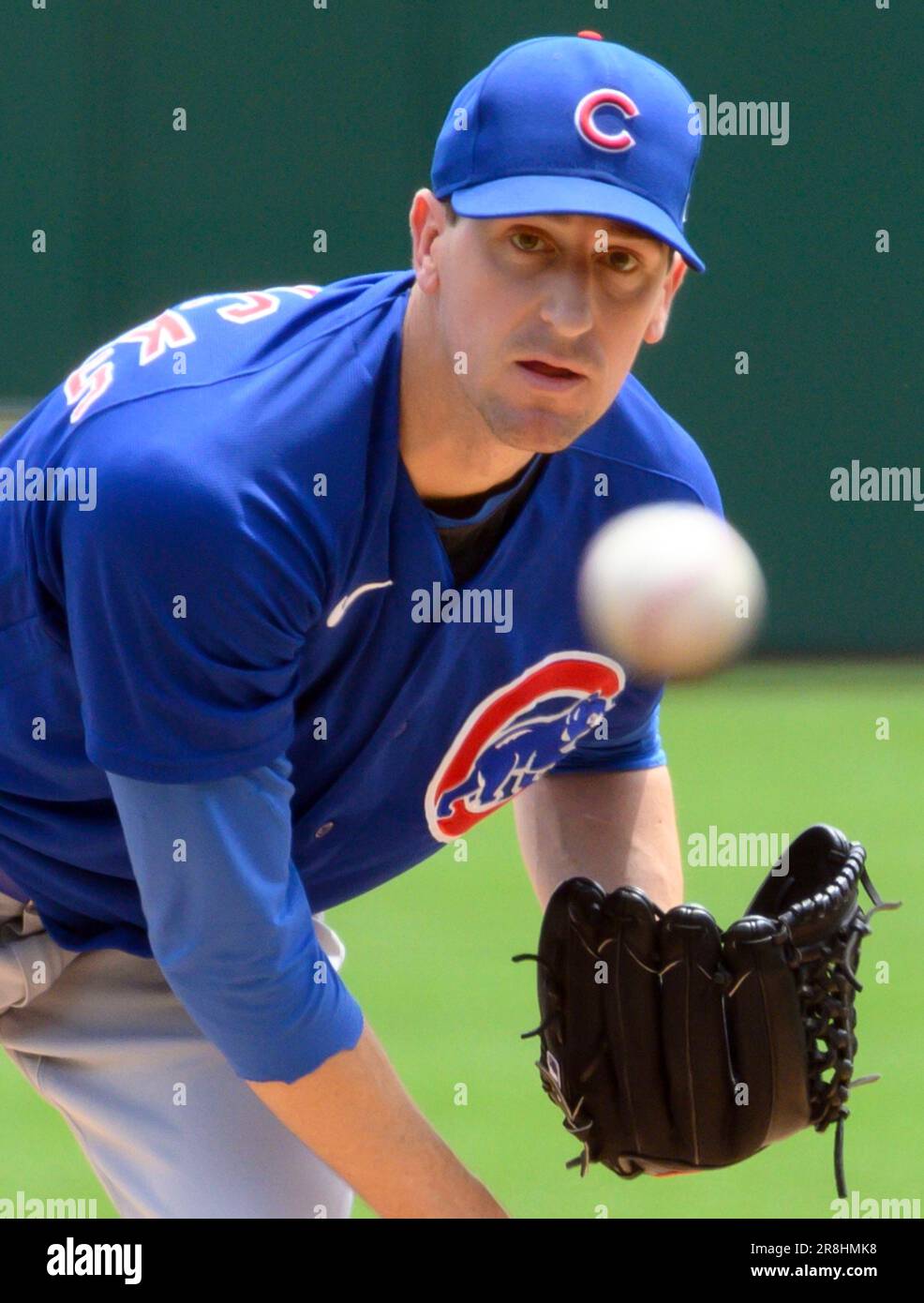 Pittsburgh, Stati Uniti. 21st giugno, 2023. Kyle Hendricks (28), il lanciatore di Chicago Cubs, inizia a combattere i pirati di Pittsburgh al PNC Park mercoledì 21 giugno 2023 a Pittsburgh. Foto di Archie Carpenter/UPI Credit: UPI/Alamy Live News Foto Stock