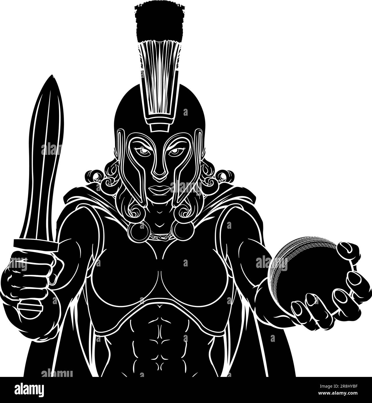 Spartan Trojan Gladiator Cricket donna guerriero Illustrazione Vettoriale
