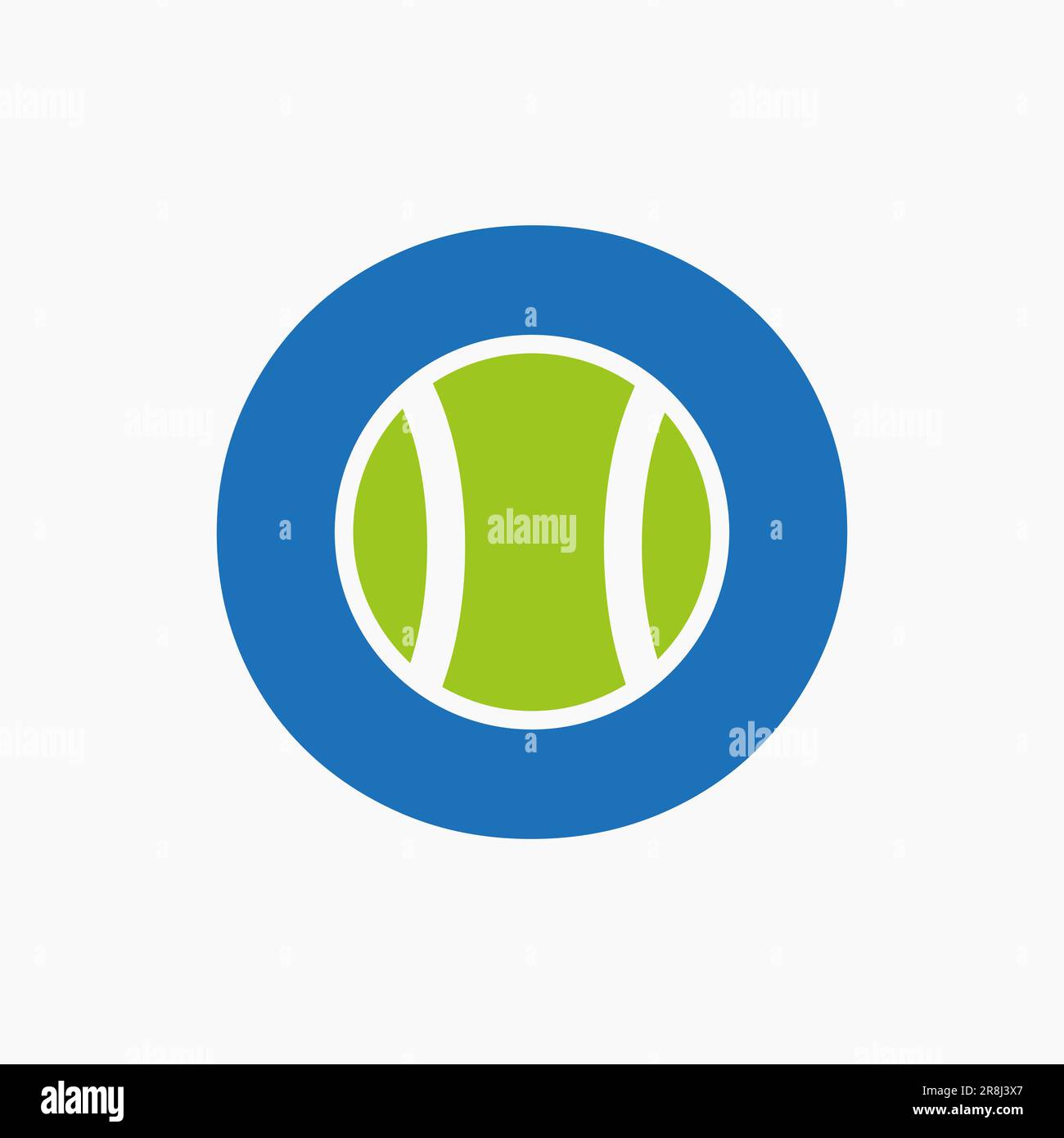 Logo tennis sul concetto lettera O. Modello vettoriale simbolo logo sportivo tennis Illustrazione Vettoriale