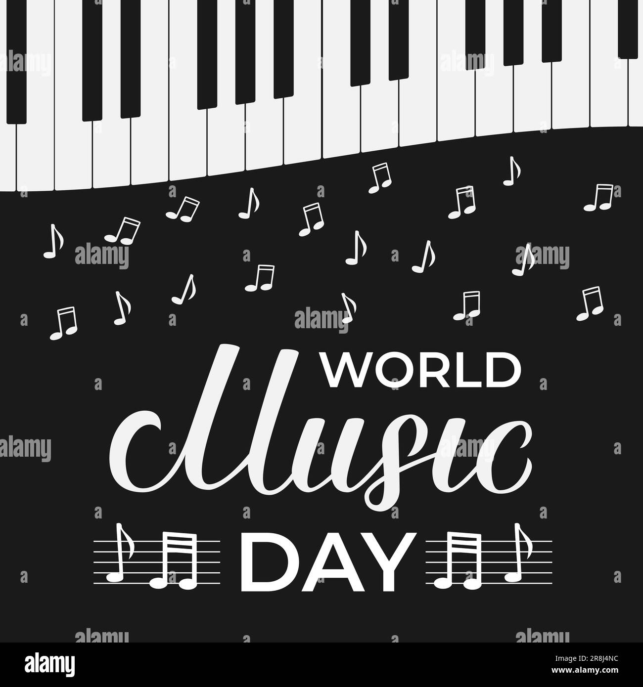 Banner della Giornata Mondiale della Musica. Modello vettoriale facile da modificare per poster tipografici, volantini, ecc. Illustrazione Vettoriale