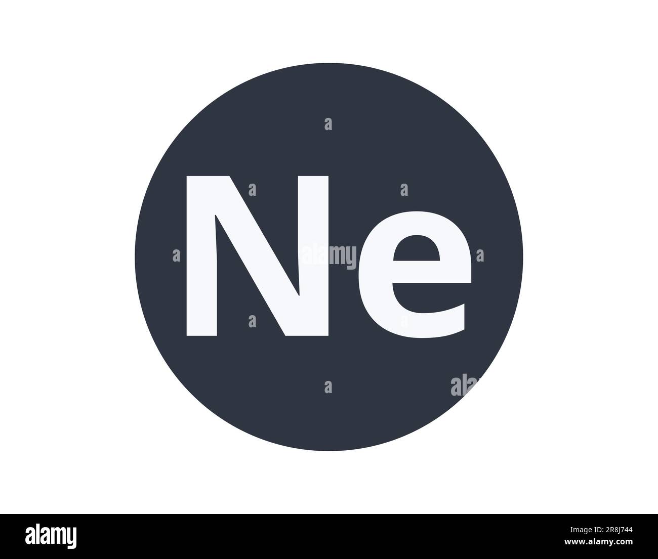 Elemento chimico al neon isolato in un cerchio. Illustrazione Vettoriale