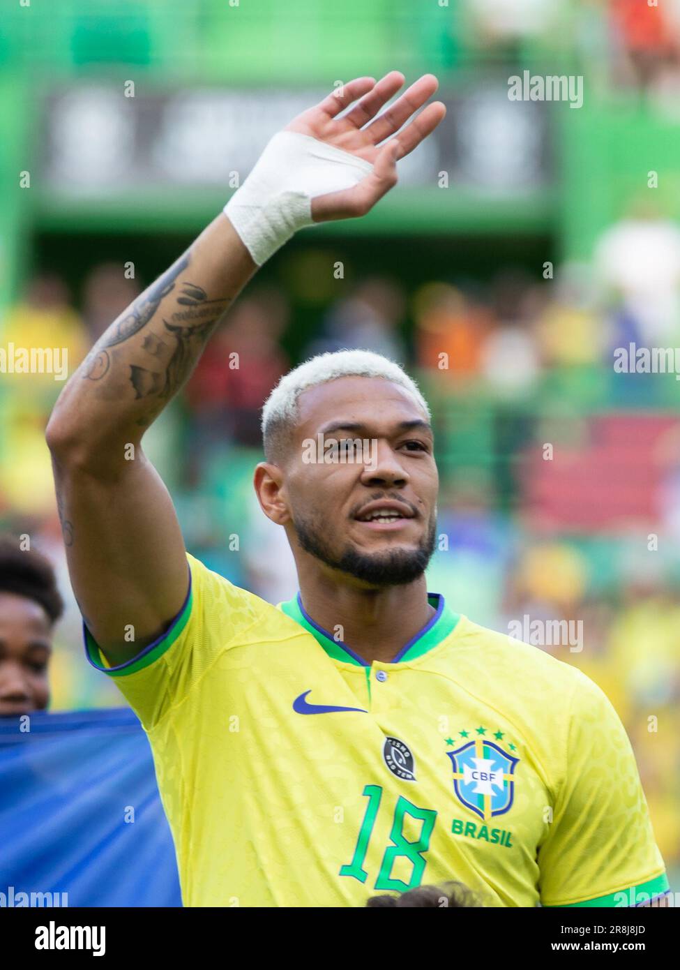 Giugno 20, 2023. Lisbona, Portogallo. Il Brasile e il centrocampista di Newcastle Joelinton (18) in azione durante il gioco amichevole internazionale tra Brasile vs Senegal Credit: Alexandre de Sousa/Alamy Live News Foto Stock