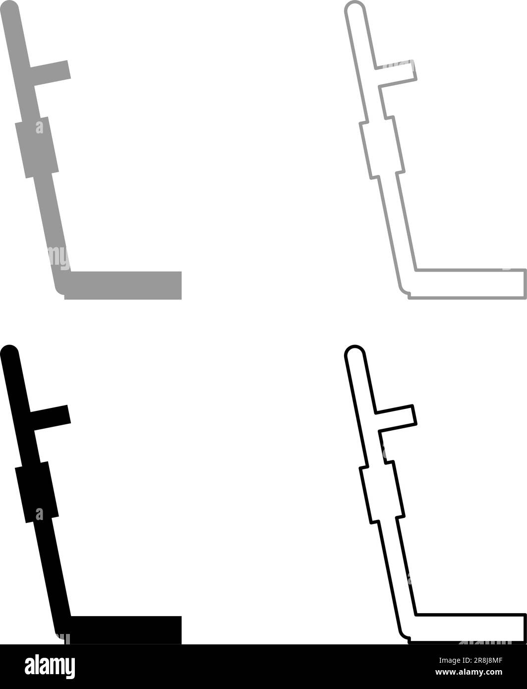 Rilevatore di metalli Imposta icona grigio nero colore vettore illustrazione immagine semplice riempimento pieno contorno linea sottile piatto Illustrazione Vettoriale