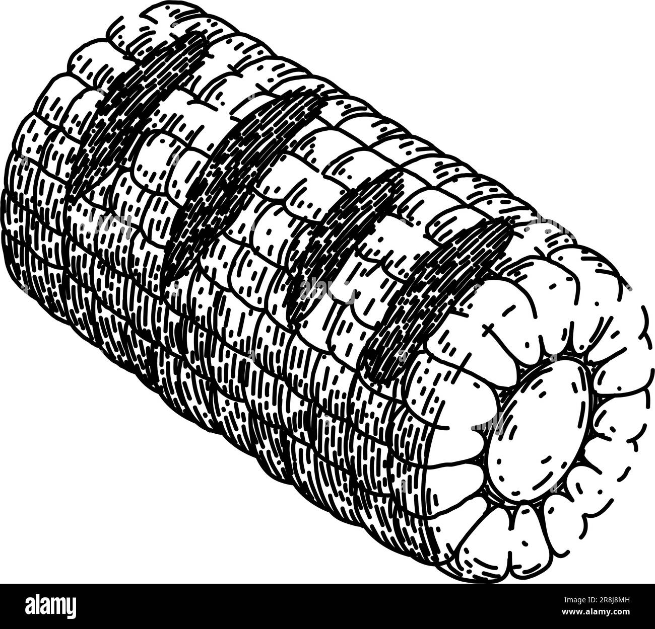 verdure grigliate con granturco disegnate a mano Illustrazione Vettoriale