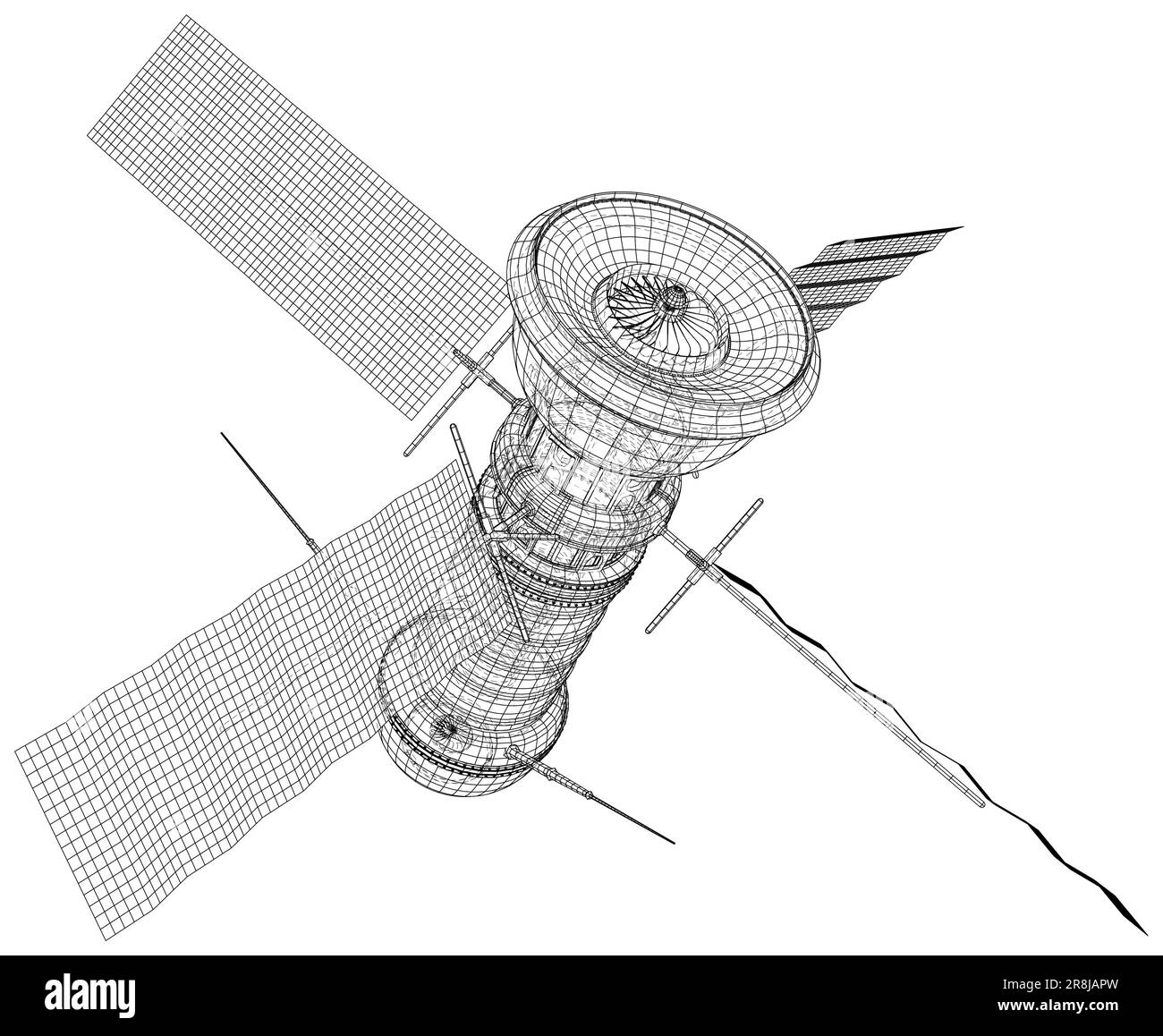 Satellite. illustrazione del vettore satellitare 3d. Tecnologia satellitare wireless Illustrazione Vettoriale