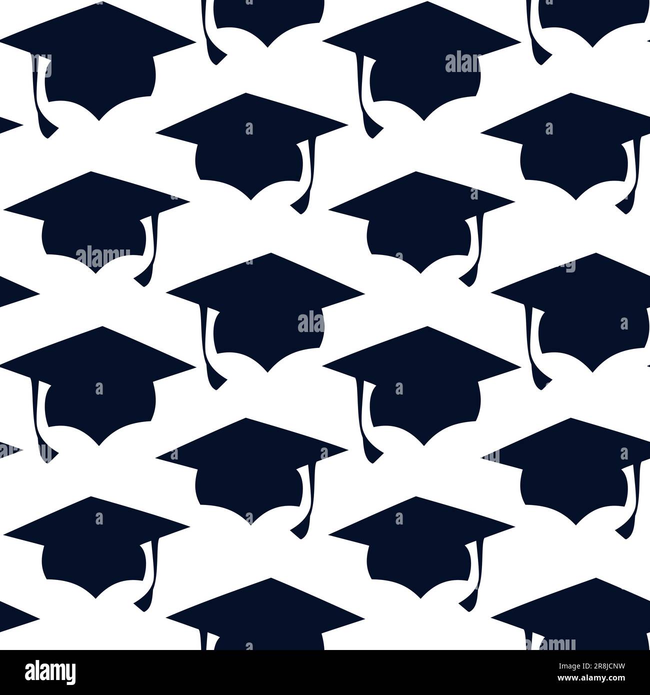 Cappello graduato nero modello liscio senza cuciture per carta da parati, carta da imballaggio, striscione, sfondo. cerimonia, università Illustrazione Vettoriale
