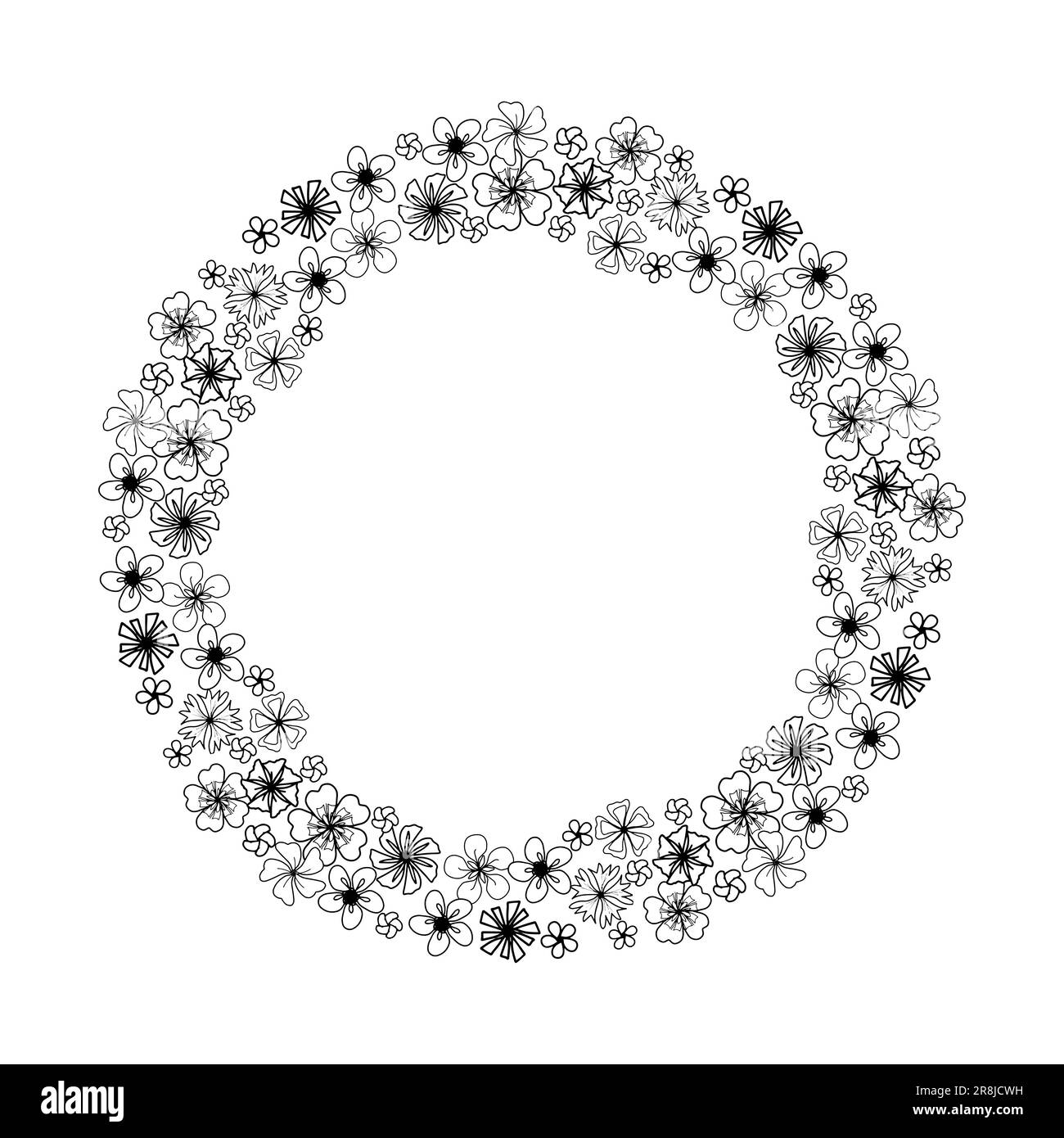 Corona di fiori isolata su sfondo bianco. Semplici elementi floreali di doodle per il design Illustrazione Vettoriale Corona di fiori isolata su sfondo bianco. Semplici elementi floreali di doodle per il design Illustrazione Vettoriale
