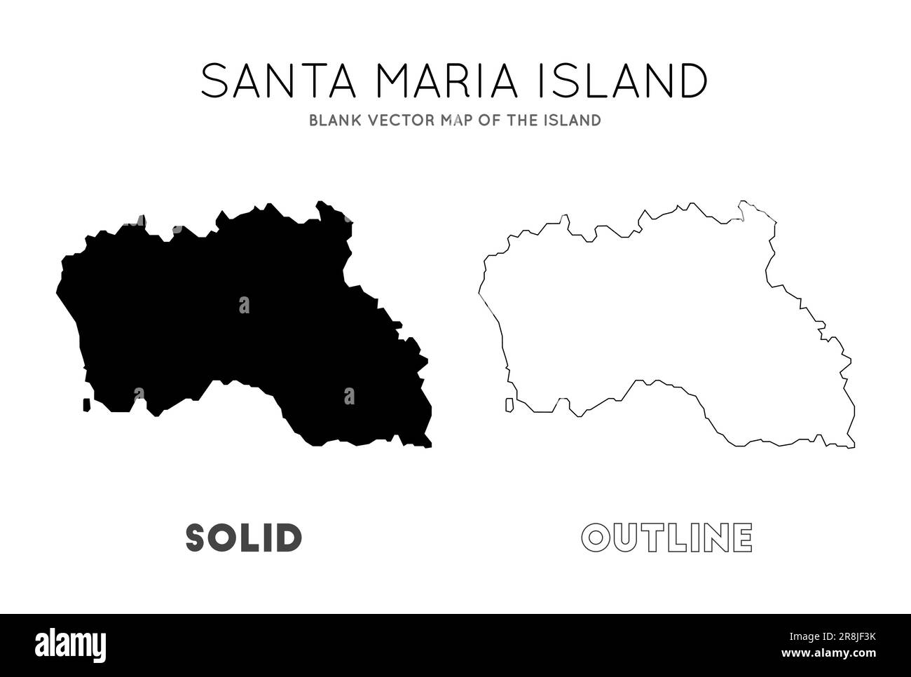 Mappa dell'isola di Santa Maria. Confini dell'isola di Santa Maria per la vostra infografica. Illustrazione vettoriale. Illustrazione Vettoriale