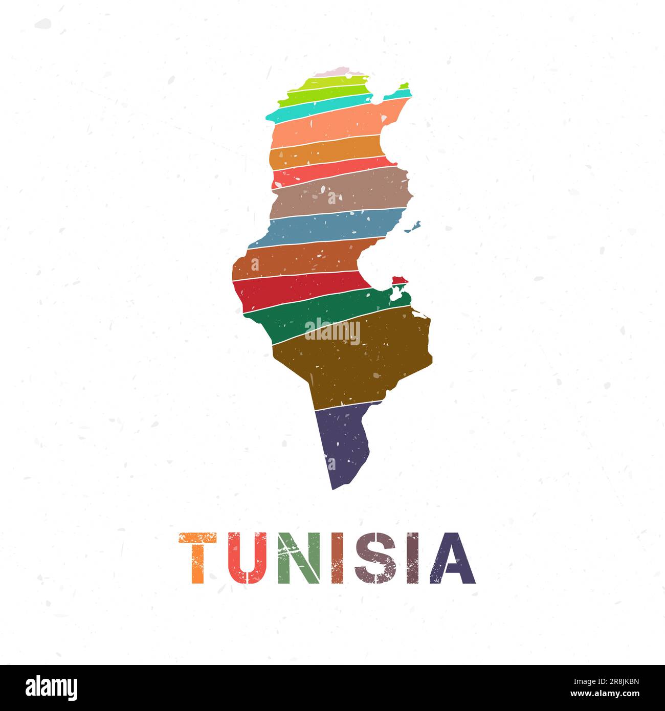 Progettazione di mappe in Tunisia. Forma del paese con belle onde geometriche e texture grunge. Illustrazione del vettore freddo. Illustrazione Vettoriale