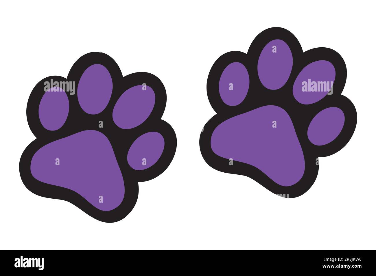 PET PAW CON BORDO NERO E RIEMPIMENTO VIOLA Illustrazione Vettoriale