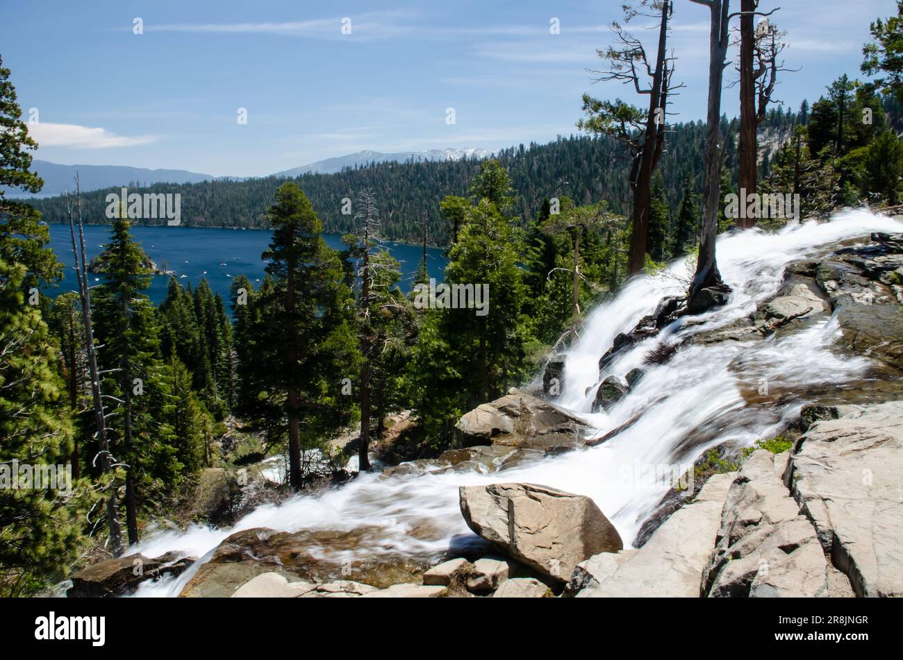 Cascate di Lower Eagle, Emerald Bay, South Lake Tahoe, California Foto Stock