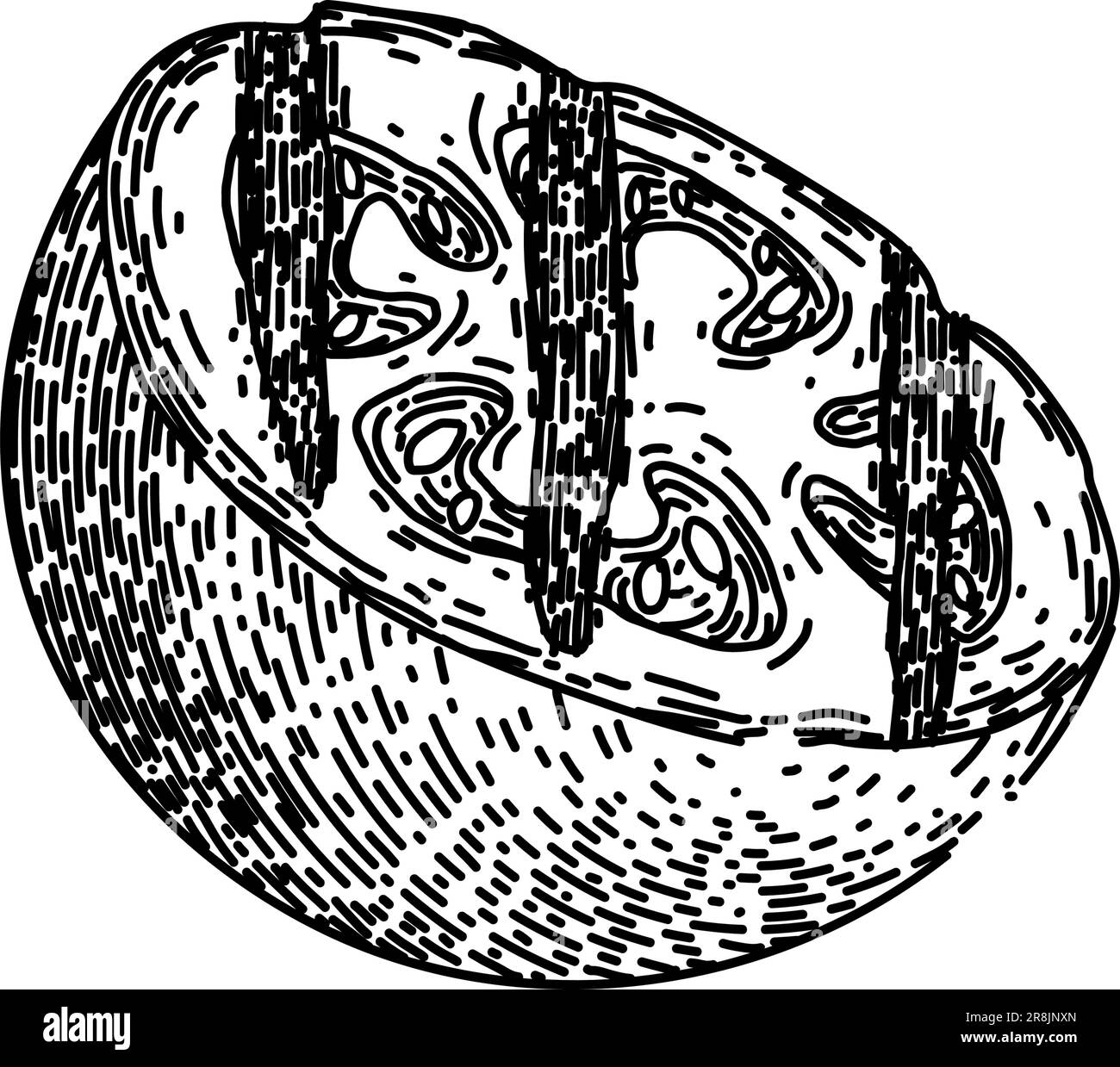 verdure grigliate al pomodoro disegnate a mano Illustrazione Vettoriale