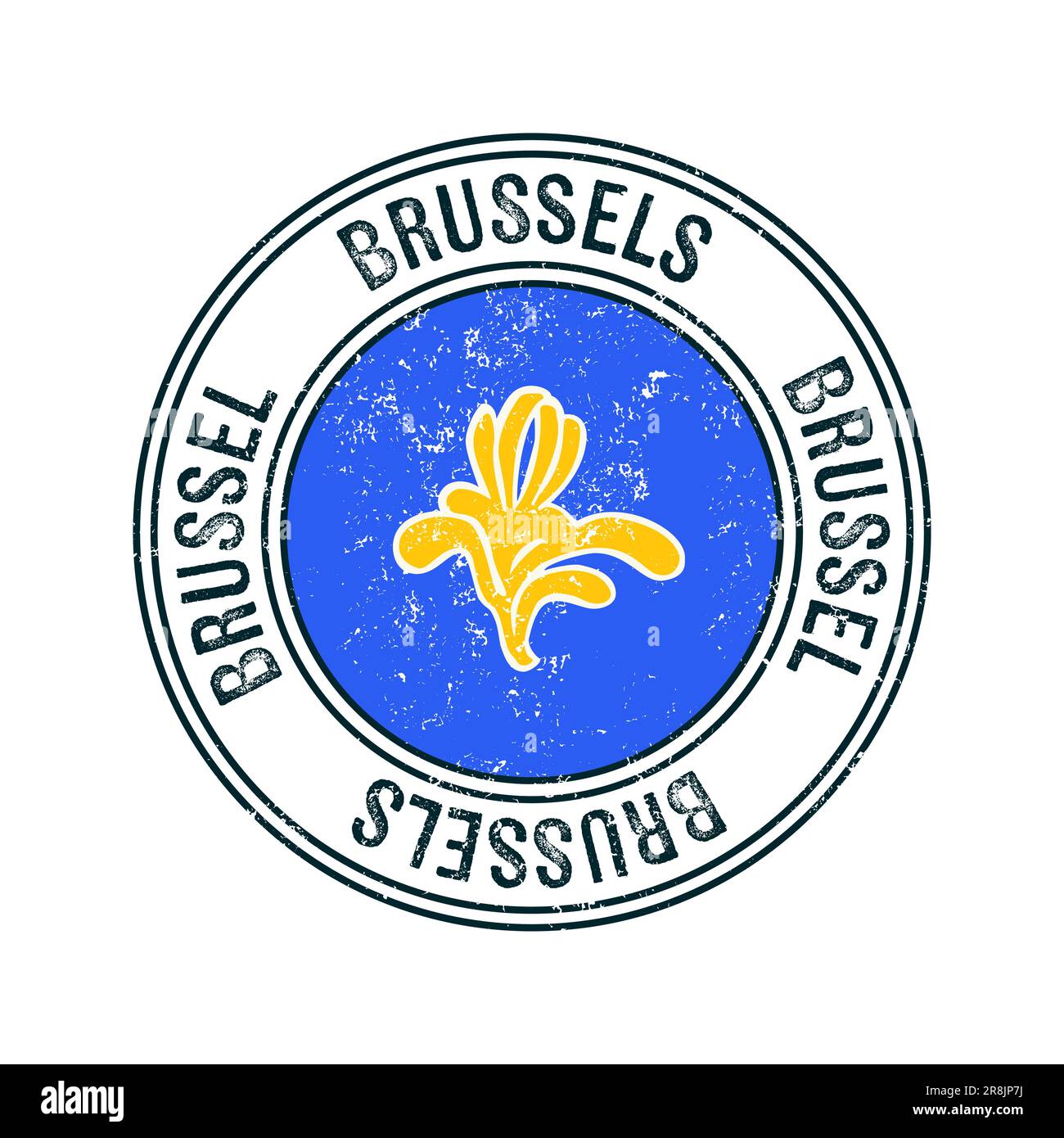 Bruxelles, Regione della capitale timbro di gomma con grunge vettoriale su sfondo bianco Illustrazione Vettoriale