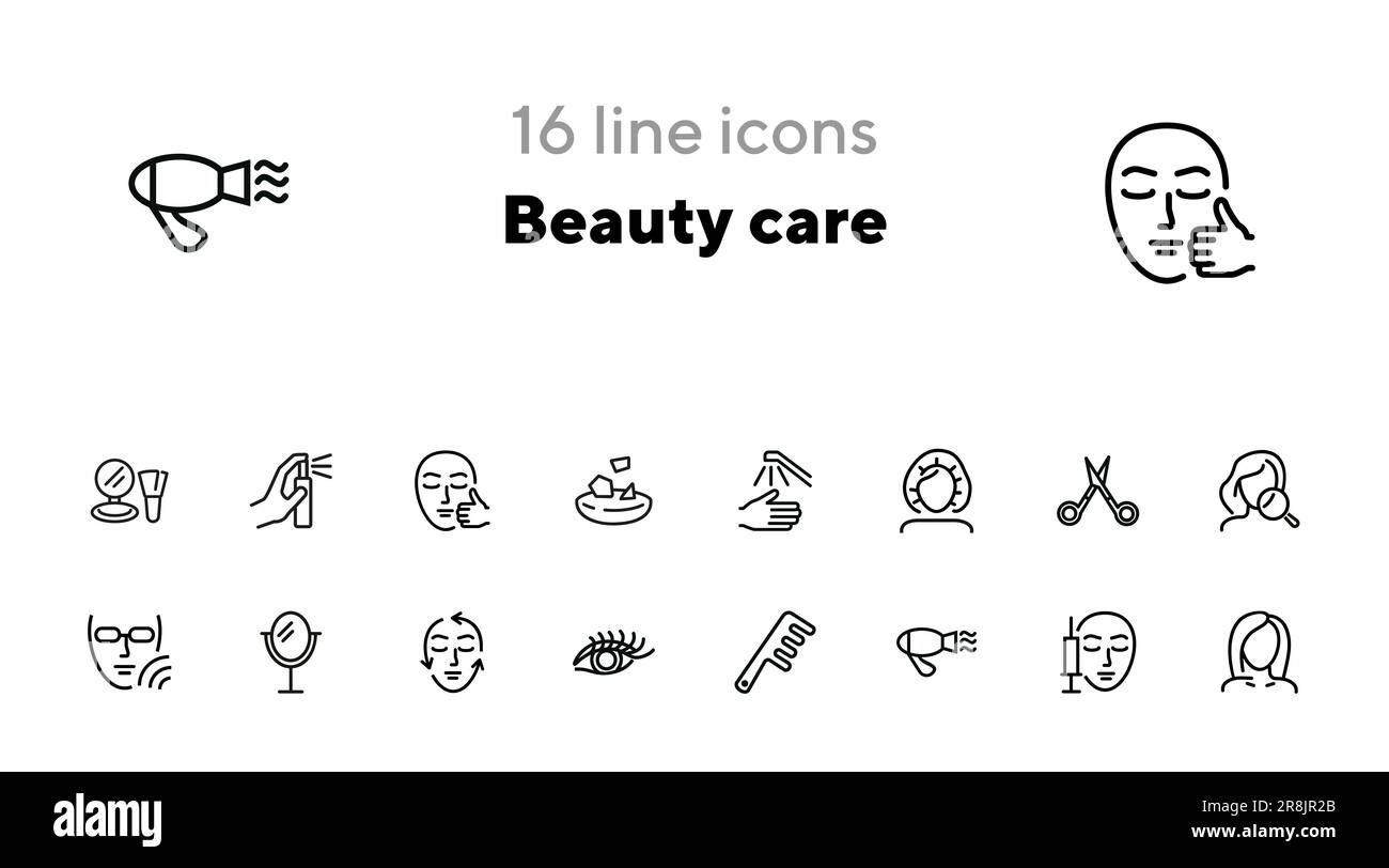 Set di icone linea di bellezza Illustrazione Vettoriale