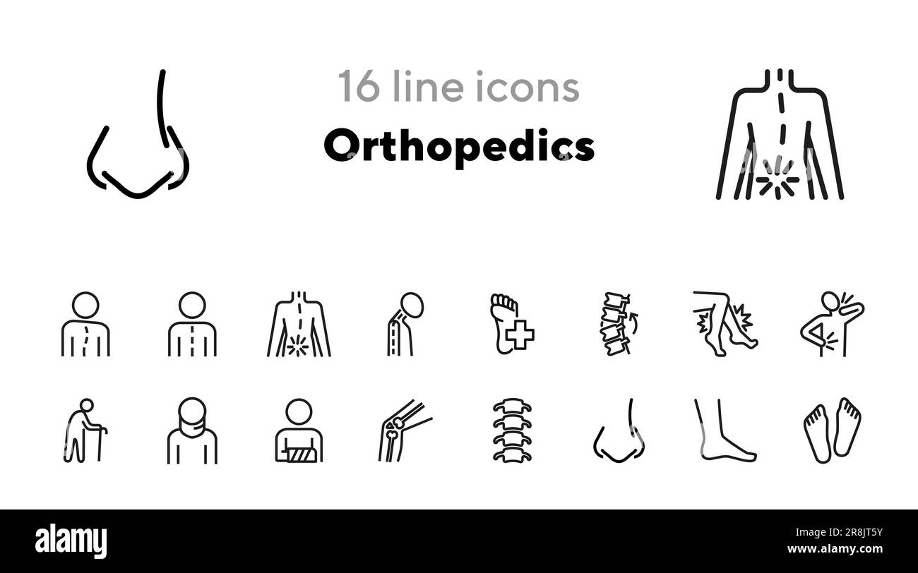 Set di icone della linea ortopedica Illustrazione Vettoriale