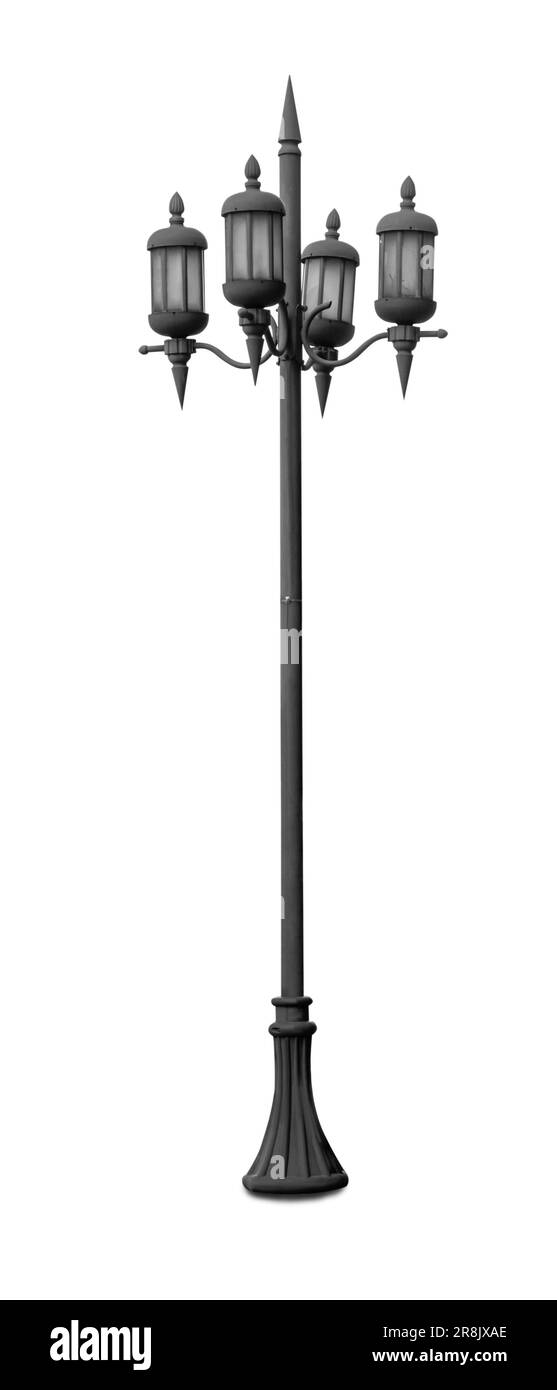 Splendida lampada da strada in stile retrò su sfondo bianco Foto Stock