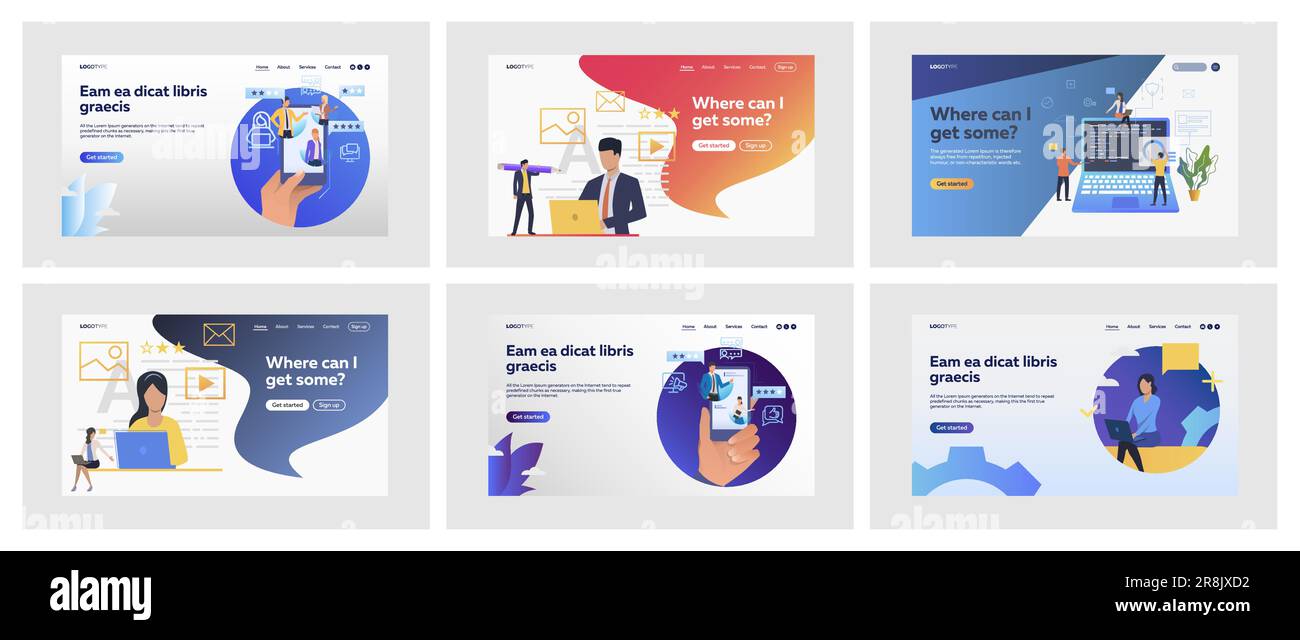 Set di specialisti che classifica la qualità dei servizi con stelle di revisione Illustrazione Vettoriale