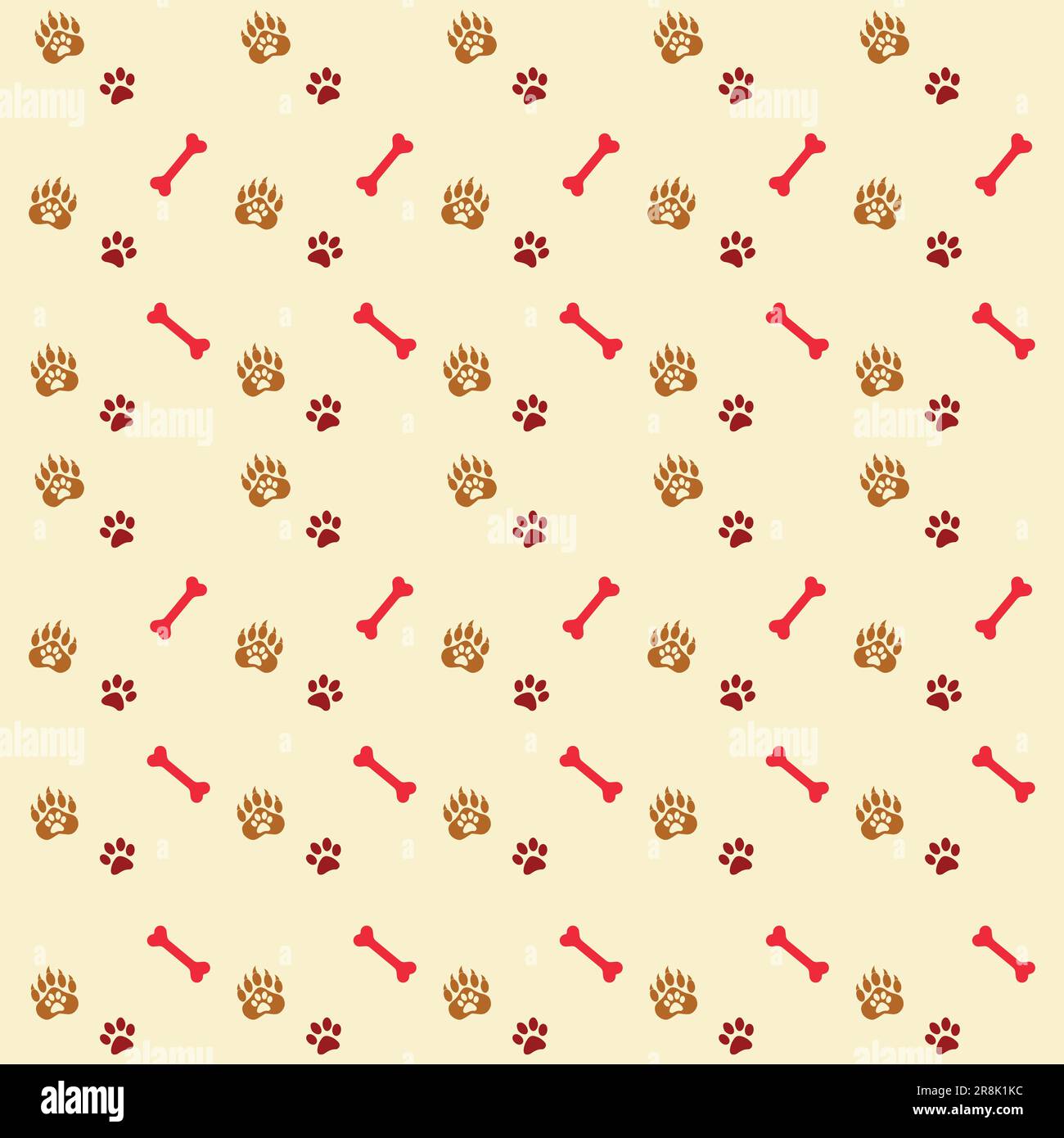 Sfondo con zampa del cane stampa e osso Illustrazione Vettoriale