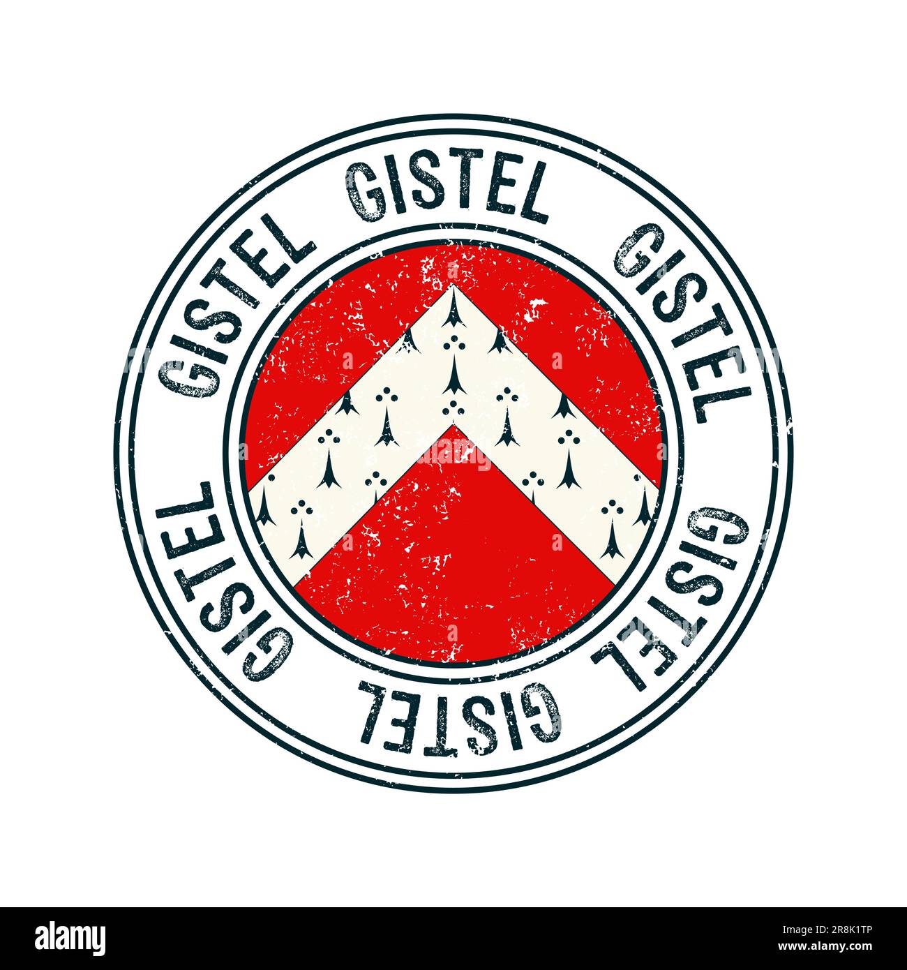 Gistel , francobollo di gomma vettoriale della città belga su sfondo bianco Illustrazione Vettoriale
