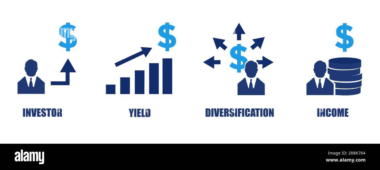 Strategia degli investitori e concetto di diversificazione del portafoglio Illustrazione Vettoriale