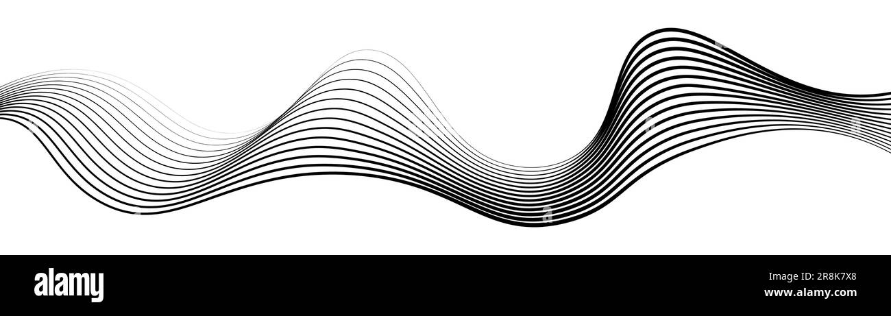 sfondo astratto a onde uniformi. sfondo a strisce ondulate in bianco e nero Illustrazione Vettoriale