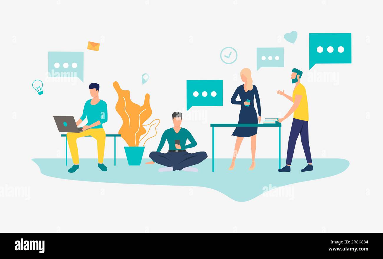 Le persone che lavorano in ufficio moderno Illustrazione Vettoriale