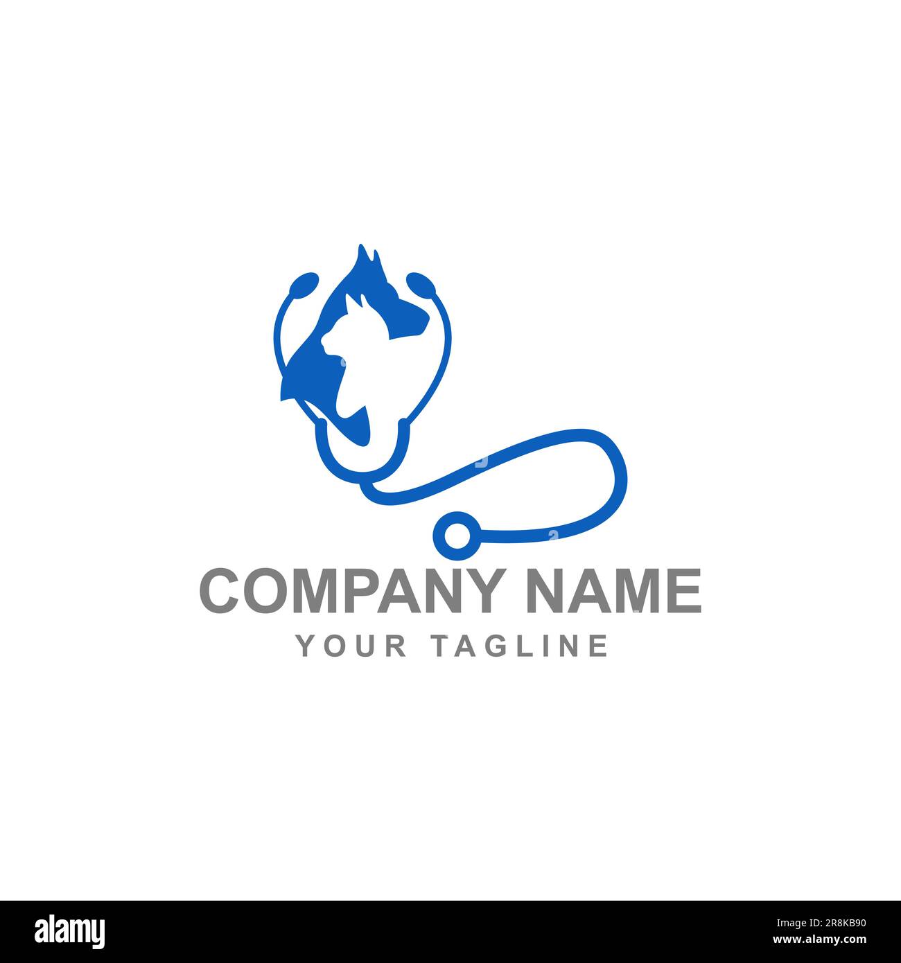 Logo veterinario, logo gatto e cane, PET Care, logo veterinario Clinic.EPS 10 Illustrazione Vettoriale