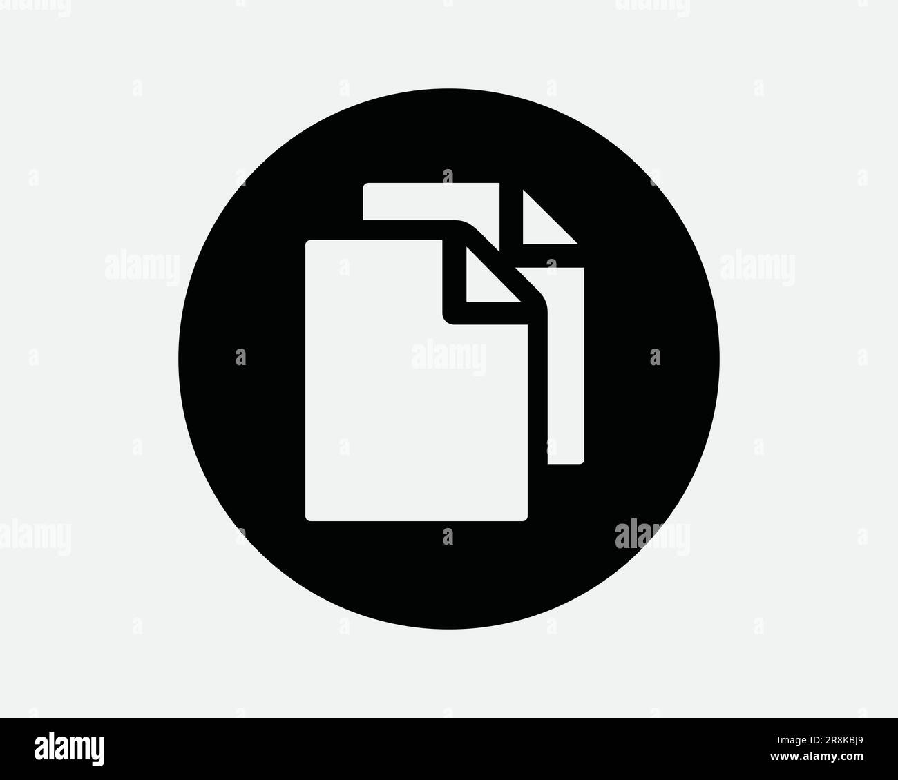 Copia file icona rotonda Duplica pagina documento messaggio carta foglio cerchio nero bianco simbolo simbolo illustrazione Grafica clipart EPS vettore Illustrazione Vettoriale