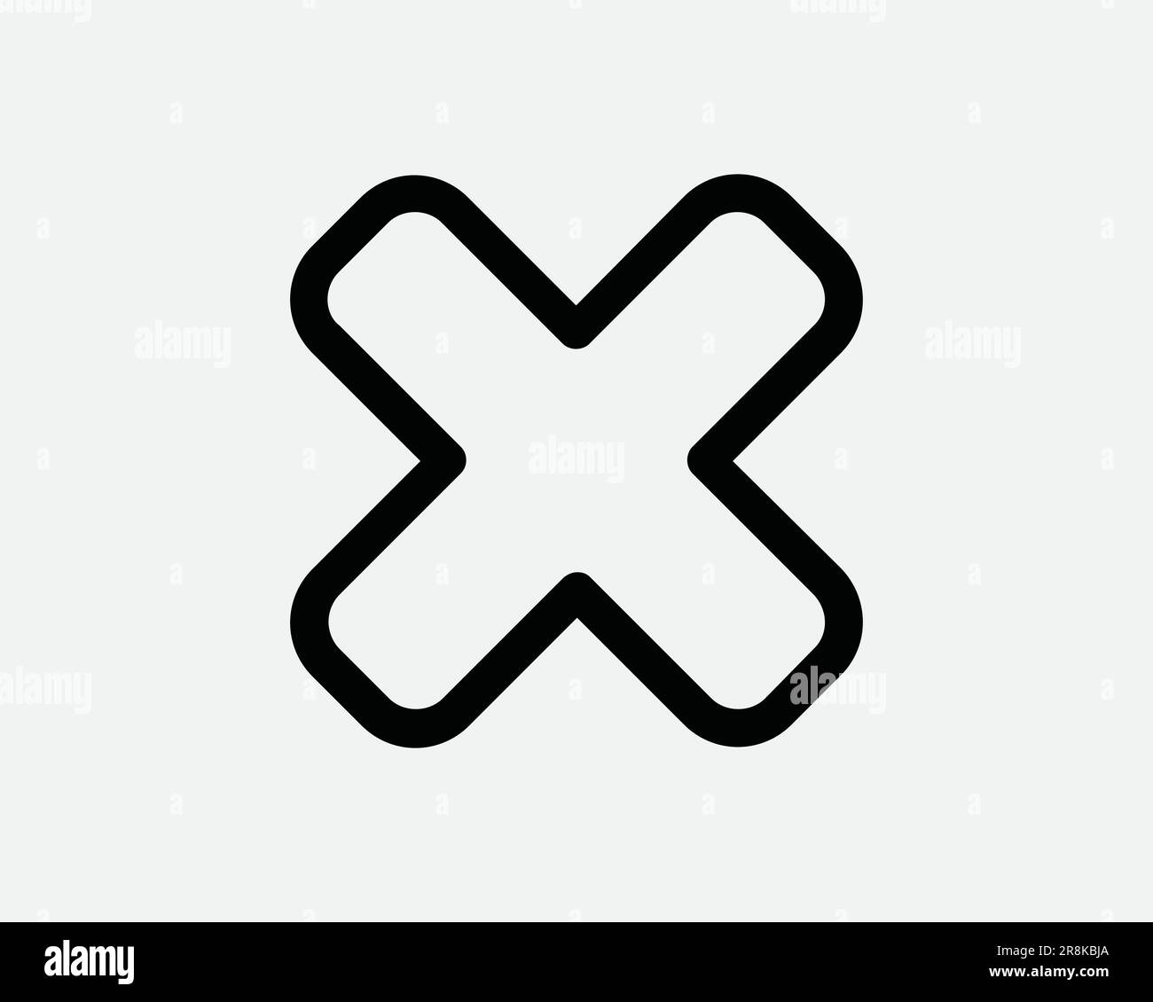 Icona a croce. Errore contrassegno X problema negativo rifiuto errato Annulla Elimina Rimuovi. Simbolo del segno bianco nero Illustrazione Illustrazione grafico Clipart vettore EPS Illustrazione Vettoriale