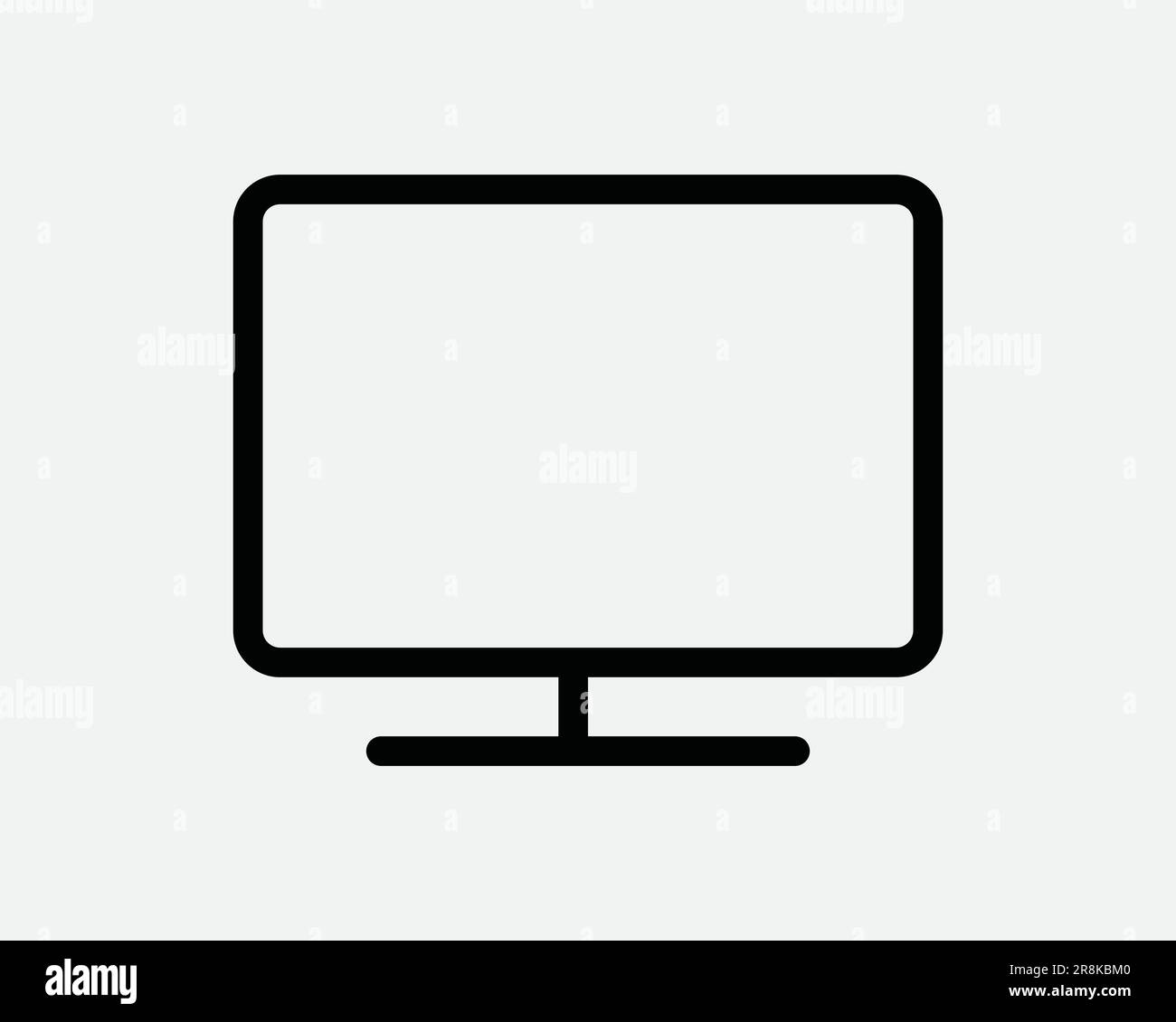 Display schermo icona computer PC Display Monitor LCD LED Televisione TV Nero Bianco contorno simbolo Illustrazione Illustrazione grafico clipart EPS vettore Illustrazione Vettoriale