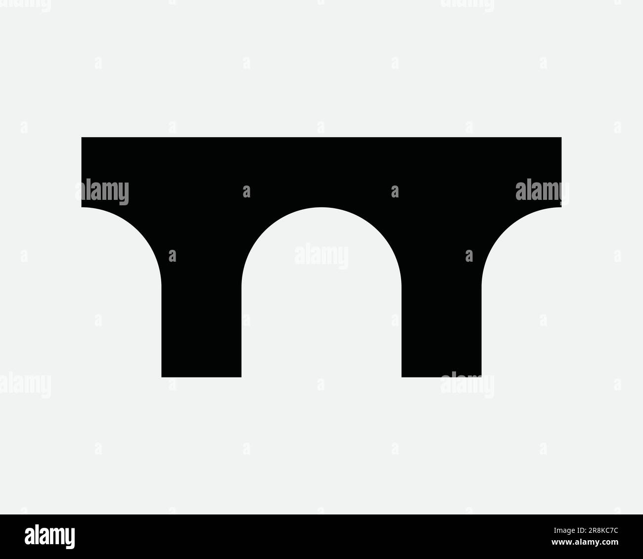 Icona della struttura Arch Bridge. Costruzione architettura supporto pilastro intersezione nero bianco simbolo illustrazione Illustrazione grafico clipart EPS vettore Illustrazione Vettoriale