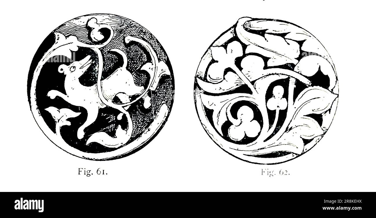 POMELLI e borchie PER ORNAMENTI LUCIDATI. Lineart sketch from the book ' A manual of wood carving ' by Leland, Charles Godfrey, 1824-1903; and Holtzappel, John Jacob Publication date 1891 by New York, Scribner Foto Stock