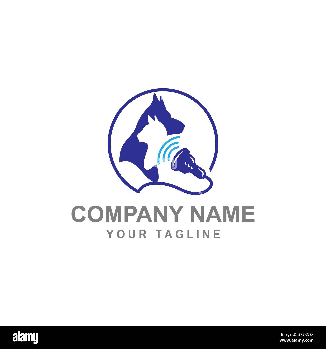Logo veterinario, logo gatto e cane, PET Care, logo veterinario Clinic.EPS 10 Illustrazione Vettoriale