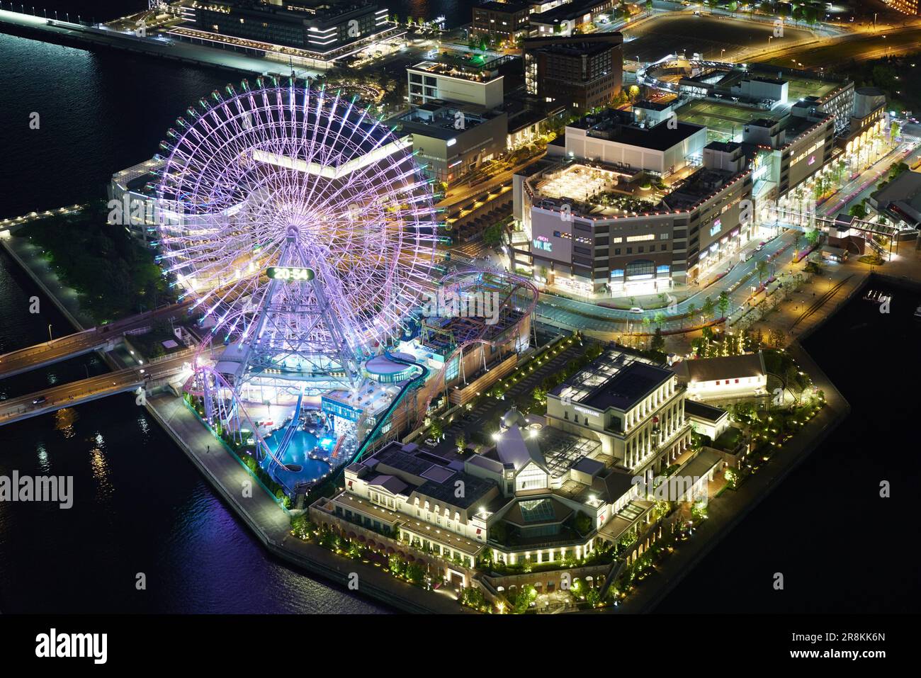 Paesaggio notturno di Yokohama Minato Mirai, Prefettura di Kanagawa, Giappone Foto Stock