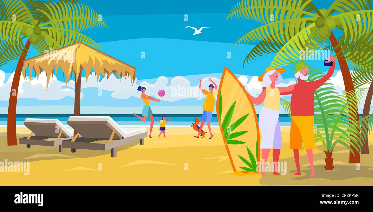 Vacanza tropicale in famiglia Illustrazione Vettoriale