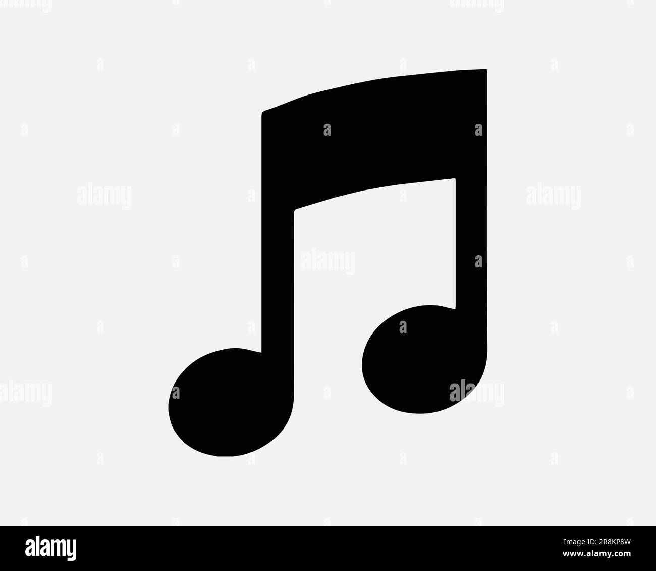 Icona Musica. Melodia Nota musicale Key Quaver Tone Song Sing Tune Audio. Nero Bianco simbolo simbolo di forma Illustrazione Illustrazione grafico Clipart vettore EPS Illustrazione Vettoriale