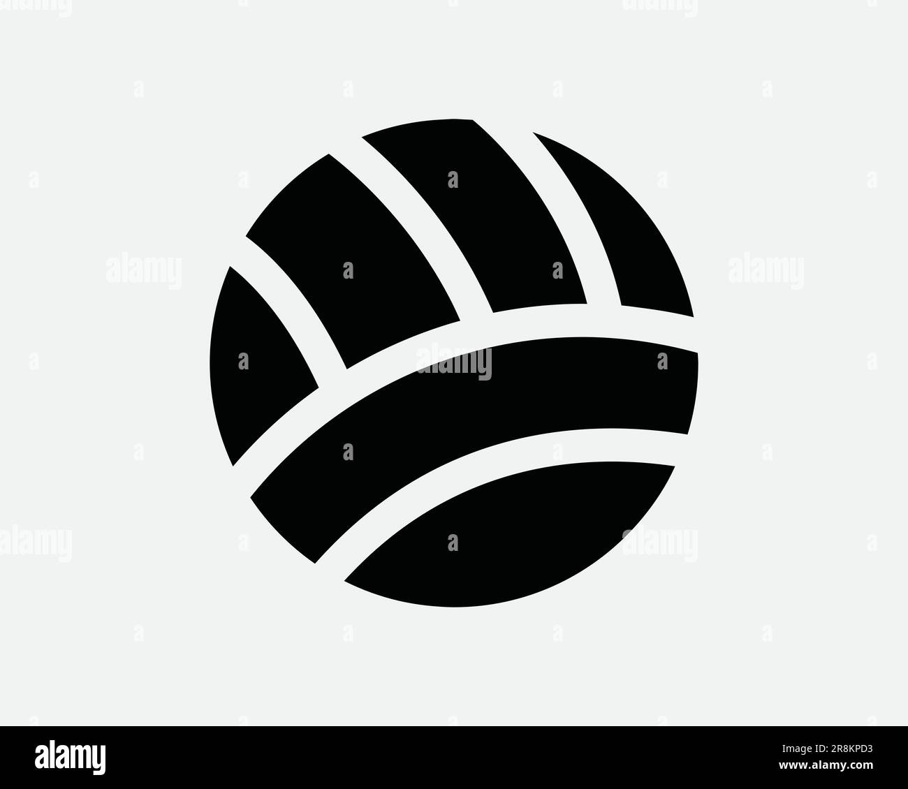 Icona di pallavolo. Gioco di netball Sport Competition Gioca esercizio sfera rotonda. Simbolo del segno bianco nero Illustrazione Illustrazione grafico Clipart vettore EPS Illustrazione Vettoriale